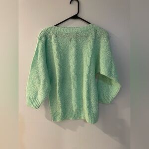 Vintage Lazarus Aqua Mint Cable Knit Sweater size large